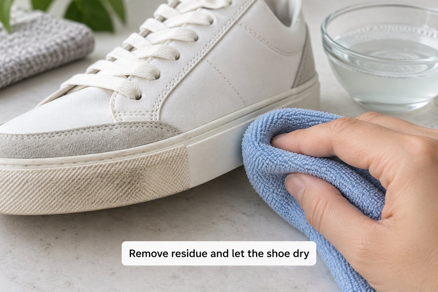 Remove residue and let the shoe dry