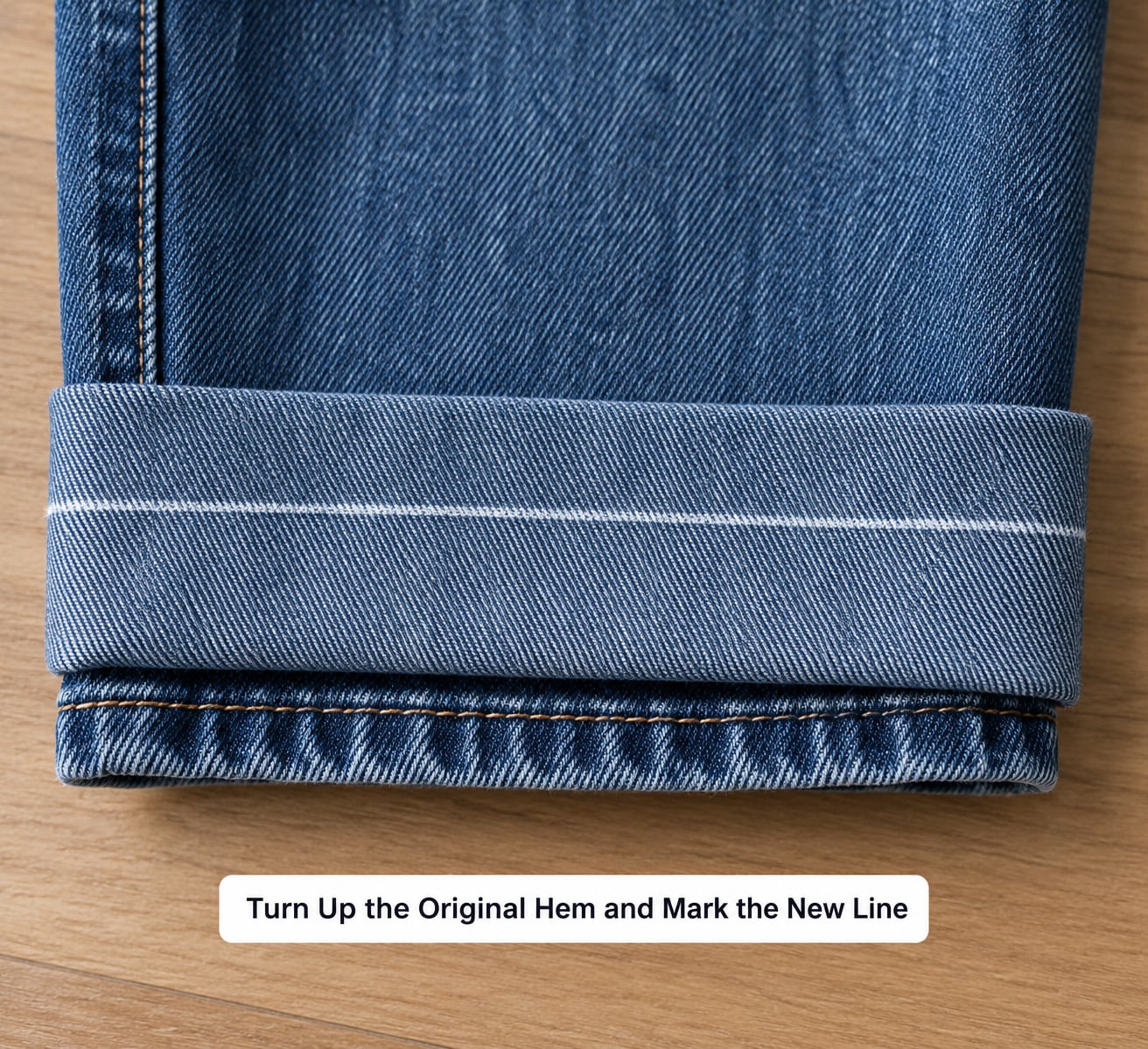 Turn Up the Original Hem and Mark the New Line