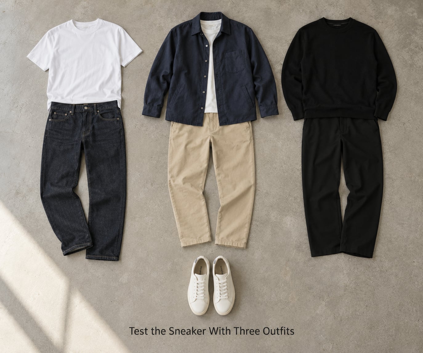 Test the Sneaker With Three Outfits
