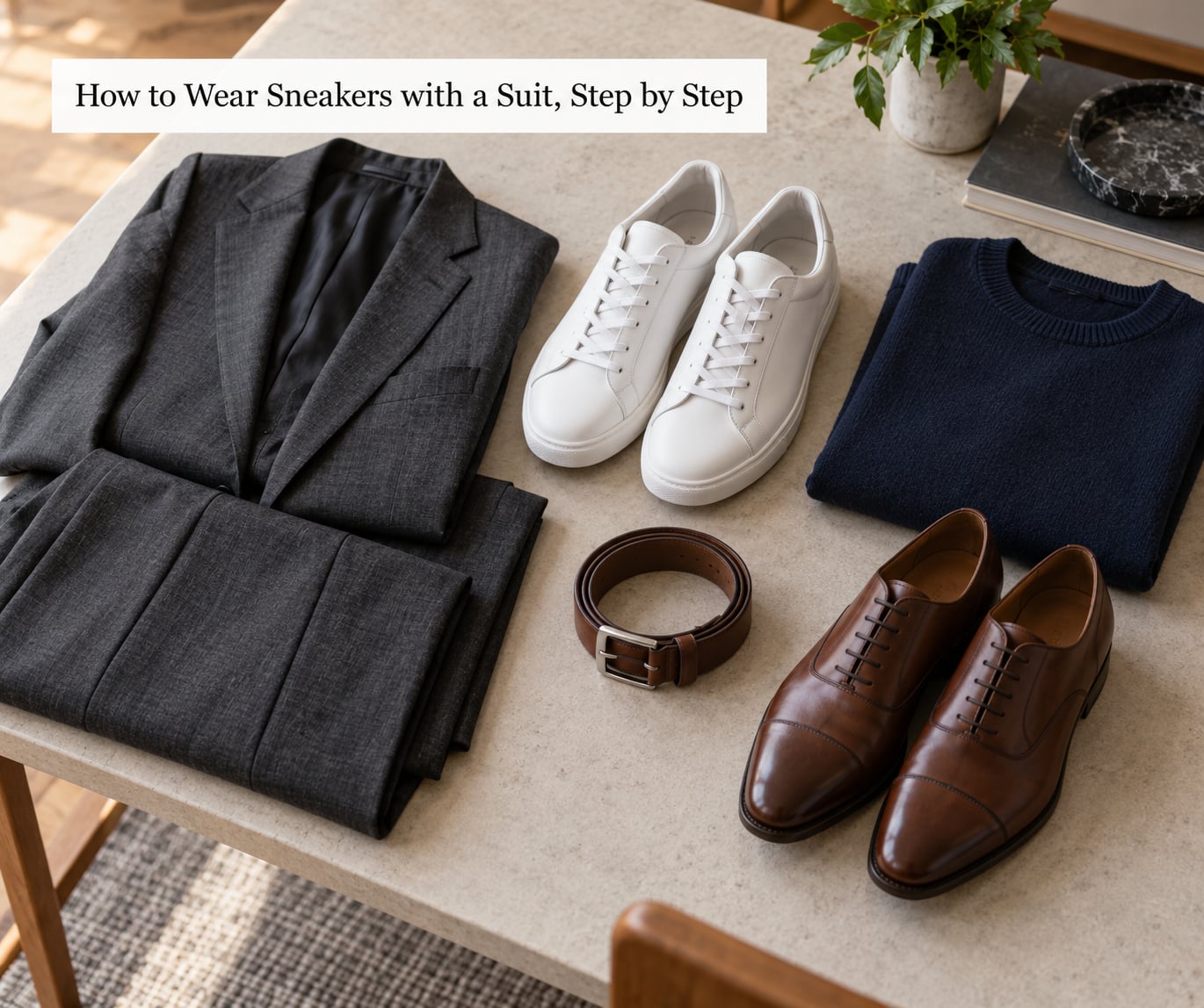 How to Wear Sneakers with a Suit, Step by Step
