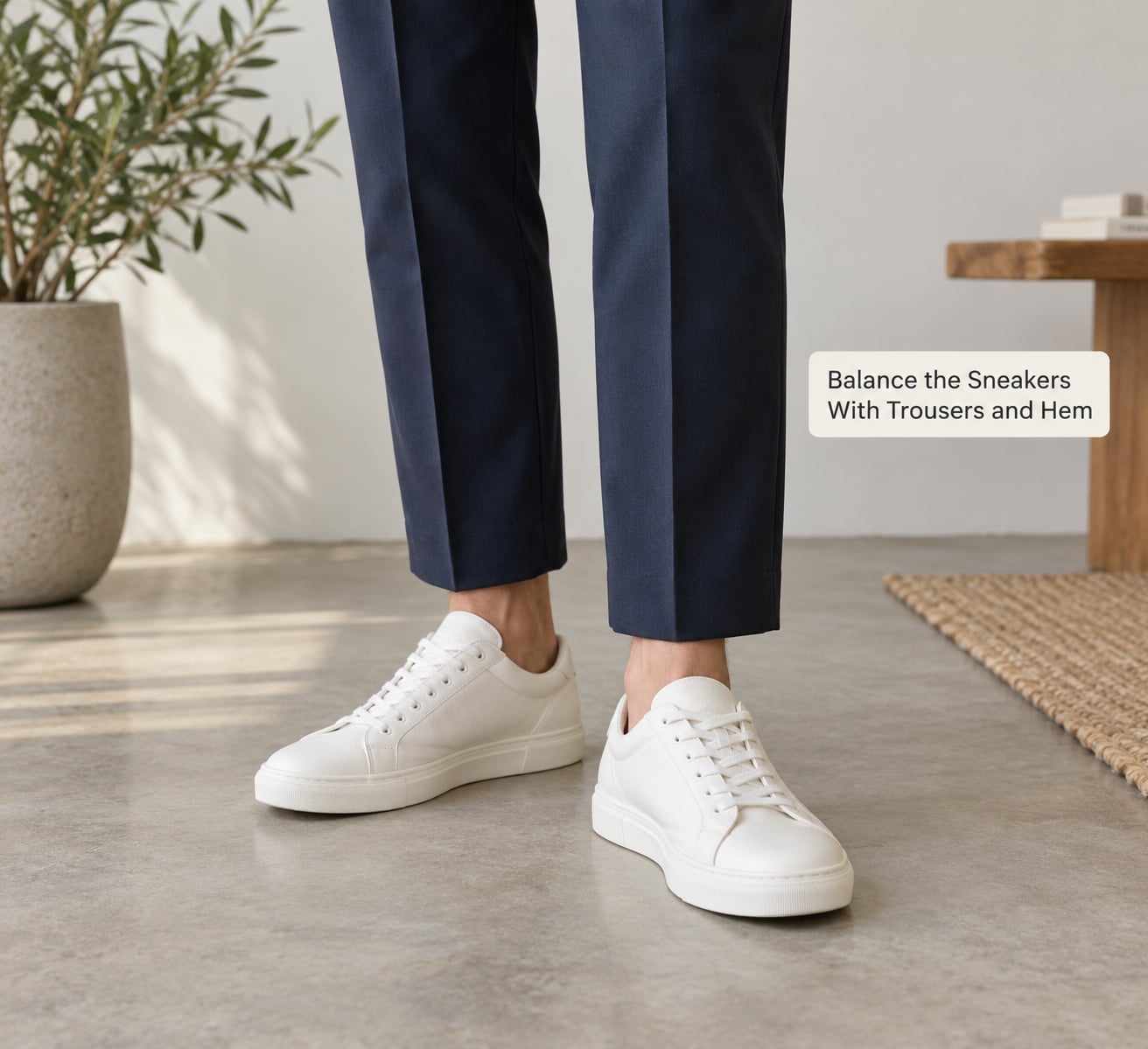 Balance the Sneakers With Trousers and Hem